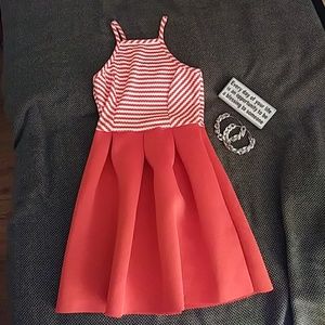 Red & White Flare Dress